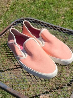 Vans Slip-On Surf Siders Canvas Sneakers in Peach Pink Womens Size 7.5